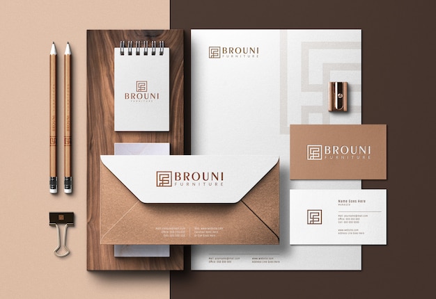 Download Modern corporate identity scene creator & mockup mit pressed print-effekt | Premium-PSD-Datei