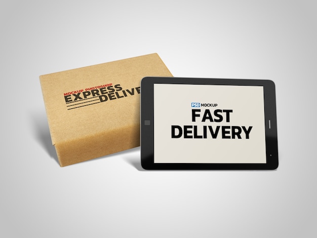 Download Online delivery box mockup 3d-rendering | Premium-PSD-Datei