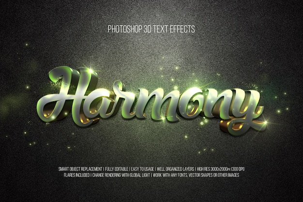 Photoshop 3d Texteffekte Harmonie Premium Psd Datei