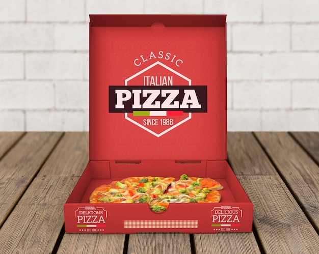 Pizza Box Modell Offnen Kostenlose Psd Datei