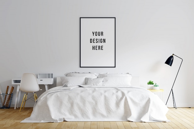 Poster Frame Mockup Schlafzimmer Interieur Mit Dekorationen Premium Psd Datei