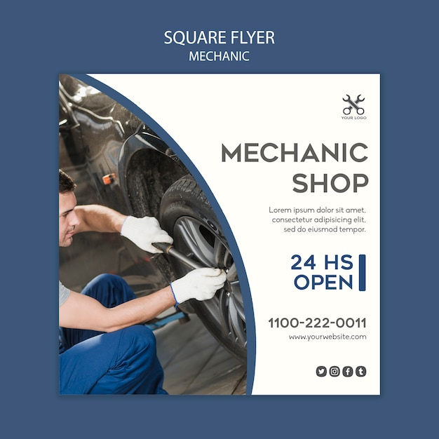 Quadratischer Flyer Der Mechanikerschablone Kostenlose Psd Datei