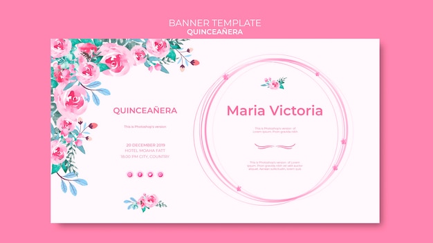 Quinceanera Bunte Banner Vorlage Kostenlose Psd Datei