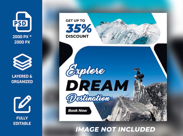 Premium Vorlage Reisen Urlaub Urlaub Instagram Quadrat Banner Psd Vorlage