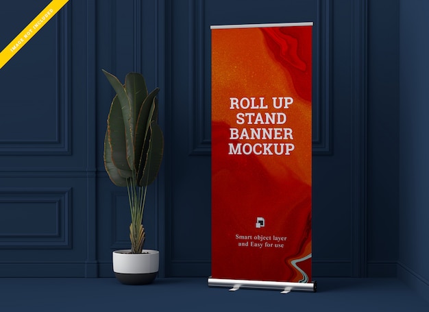 Roll up banner stand mockup. vorlage psd. | Premium-PSD-Datei