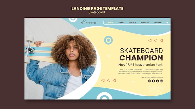 Skateboarding Konzept Landing Page Vorlage Kostenlose Psd Datei