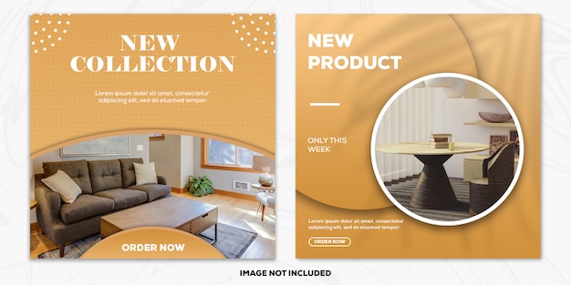 Social media banner vorlage instagram, möbel luxus gold Premium PSD