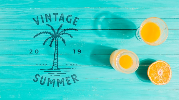 Sommerbeschriftungshintergrund mit frucht Kostenlosen PSD