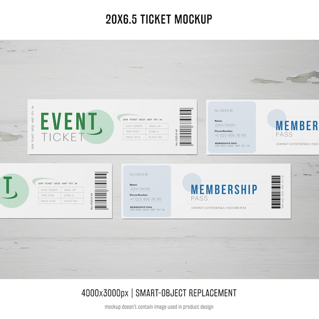 Ticket Mockup Kostenlose Psd Datei