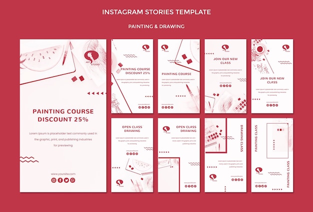 Zeichnen Und Malen Von Instagram Geschichten Vorlage Kostenlose Psd Datei