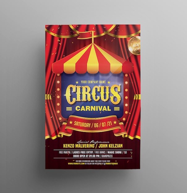 Zirkus Karnevals Flyer Premium Psd Datei