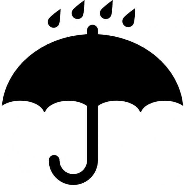 Ouvert noir symbole  de  parapluie avec des gouttes de  pluie  