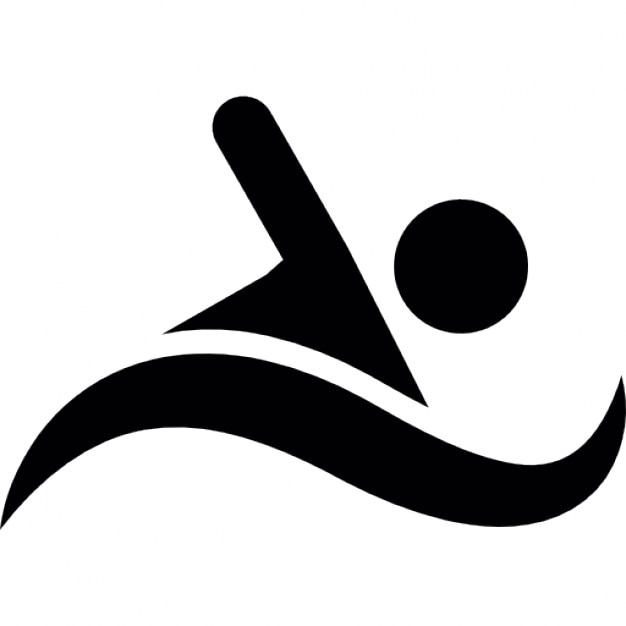 Silhouette d'une personne de natation sur une vague Icon gratuit