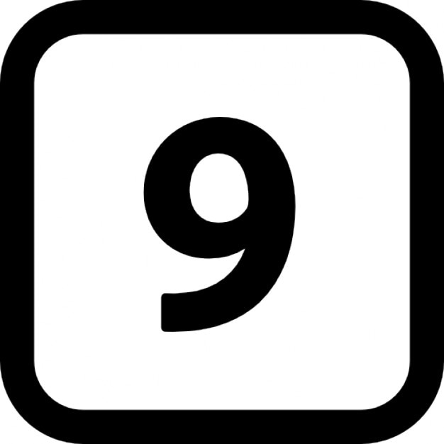 Número nueve en un cuadrado con esquinas redondeadas 