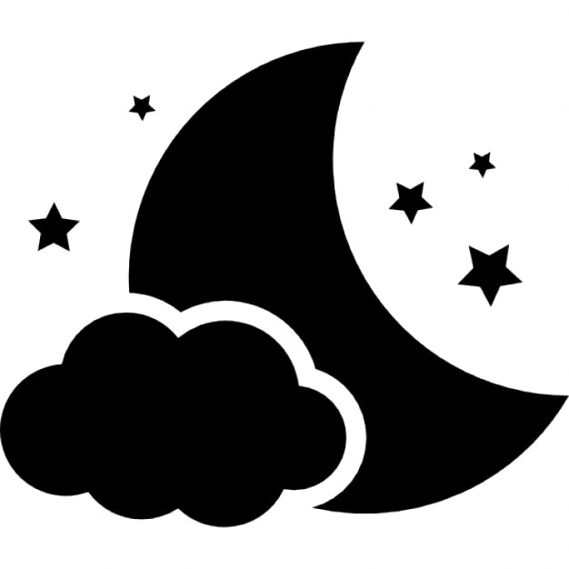 Símbolo de la noche de la luna con una nube y las 