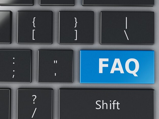 3d bouton de vue rapprochée du clavier faq Photo Premium