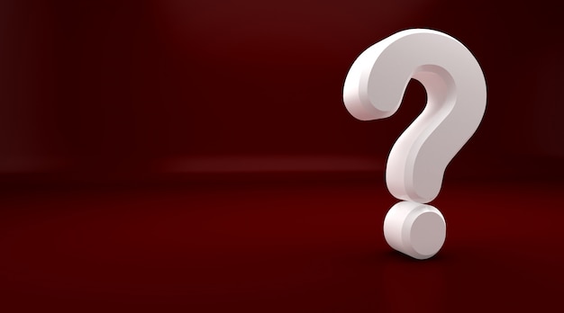 3d rendu de point d'interrogation blanc sur fond rouge. exclamation et point d'interrogation Photo Premium
