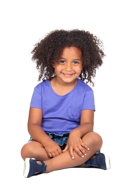 Adorable Petite Fille Africaine Avec Une Belle Coiffure Isolee Sur Blanc Photo Premium