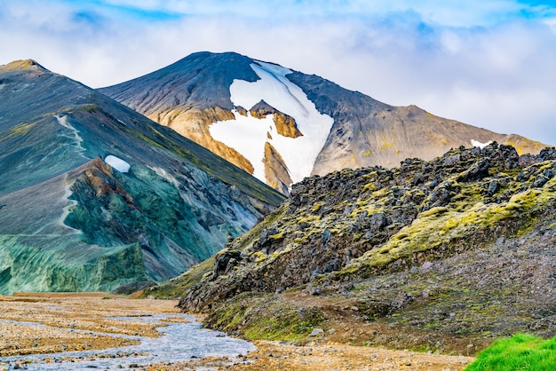 Beau Paysage Islandais De Montagne Coloree A Landmannalaugar Dans Le Centre De La Reserve Naturelle De Fjallabak D Islande Photo Premium