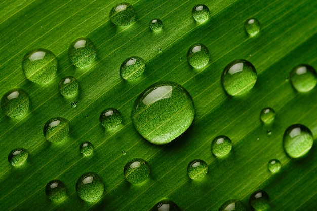 Beaucoup De Gouttes Deau Tombent Sur Des Feuilles De