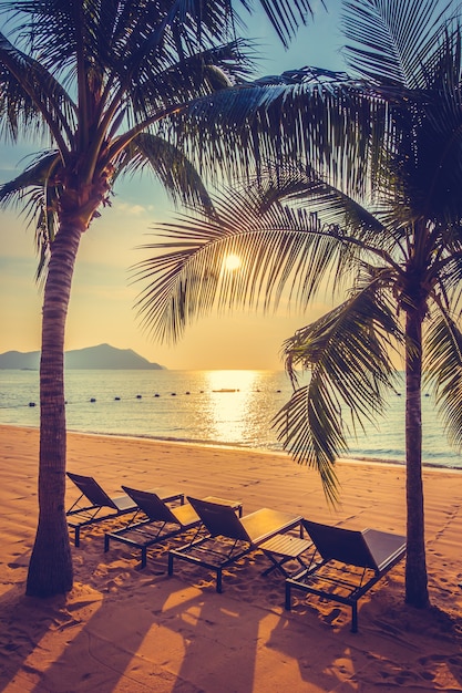 Belle Plage Et La Mer Avec Palmier Télécharger Des Photos