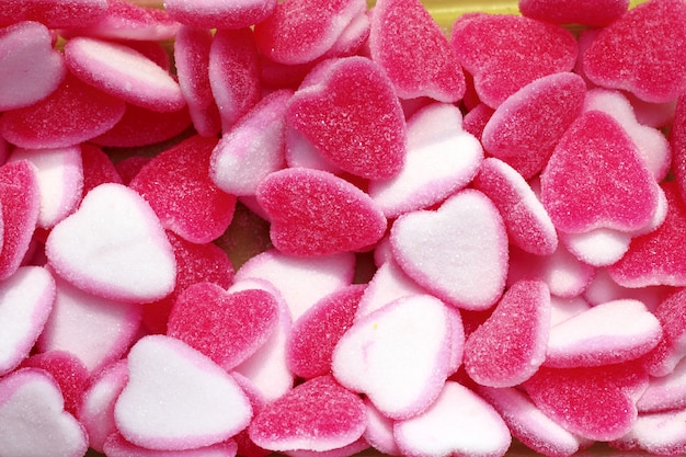 Bonbons Gélifiés En Forme De Cœur Blanc Rose Bonbon | Photo Premium