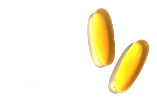 Capsule jaune, médical, médecine 3d render Photo Premium