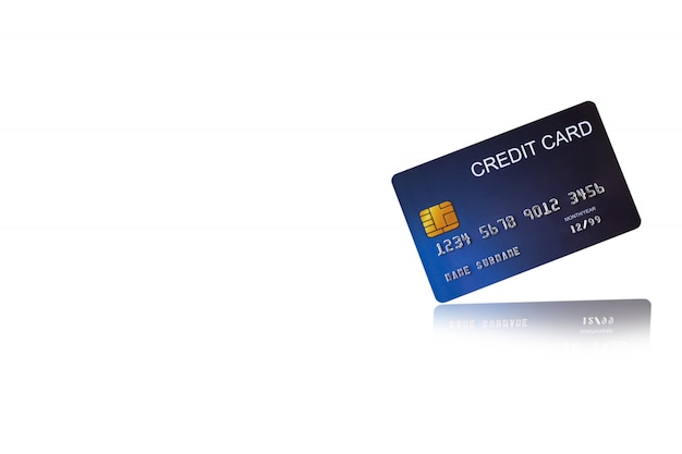 Carte de crédit sur fond blanc e-shopping marketing Photo Premium