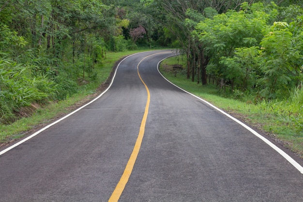 Photo Premium Chemin Courbe De Route Goudronnee A Travers La Foret Tropicale Dans Le Nord De La Thailande