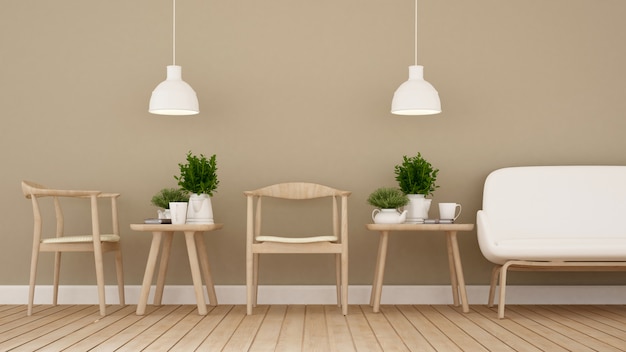 Coin repas dans un café ou un restaurant - rendu 3d Photo Premium