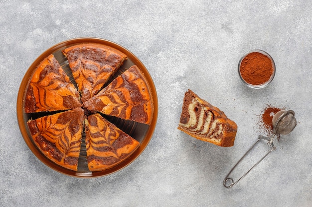 Delicieux Gateau Au Marbre Zebre Fait Maison Photo Gratuite