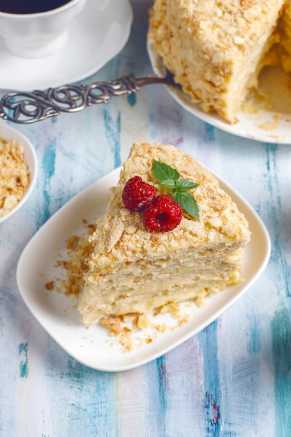 Delicieux Gateau Napoleon Fait Maison Vue Du Dessus Photo Gratuite