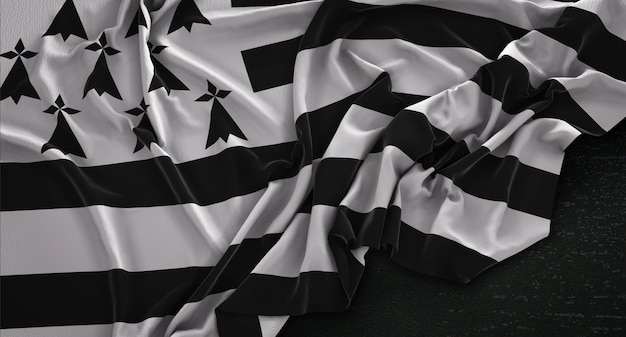 Le Drapeau De Bretagne Enroule Sur Un Fond Sombre 3d Render Photo Gratuite