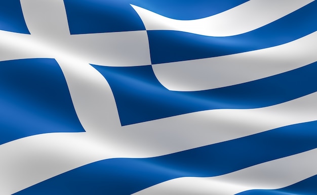 Drapeau De La Grece Illustration 3d Du Drapeau Grec Agitant Photo Premium