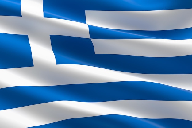 Drapeau De La Grece Illustration 3d Du Drapeau Grec Photo Premium