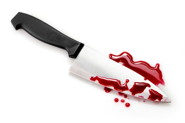 Eclaboussures De Sang Avec Un Couteau De Cuisine Photo Premium
