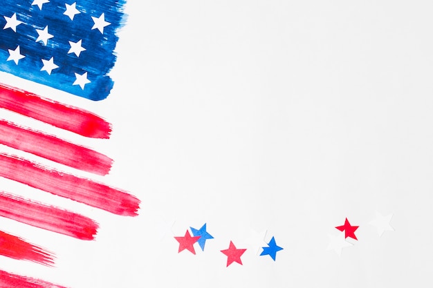 Etoiles Rouges Et Bleues Avec Drapeau Americain Et Americain Peint Sur Fond Blanc Photo Premium