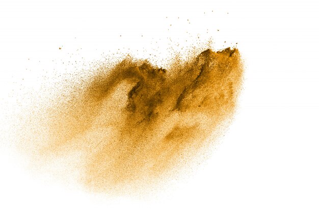 Figer Le Mouvement De L'explosion De Poussière Brune. Arrêter Le Mouvement De La Poudre Brune. Photo Premium
