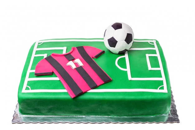 Gateau D Anniversaire Pour Joueur De Football Un Terrain De Football Et Un T Shirt Photo Premium