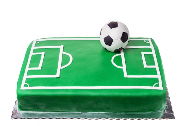 Gateau Pour Joueur De Football Terrain De Football Et Ballon Photo Premium