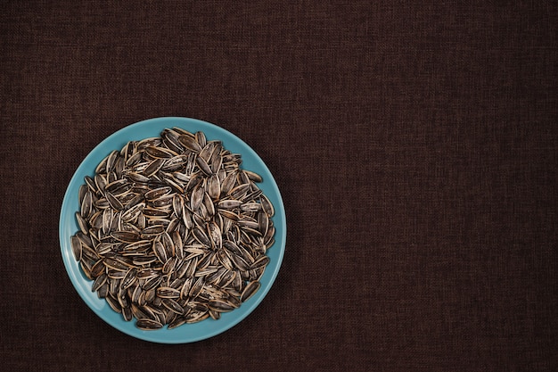 Graines De Tournesol Dans Une Assiette Bleue Sur Une Nappe ...