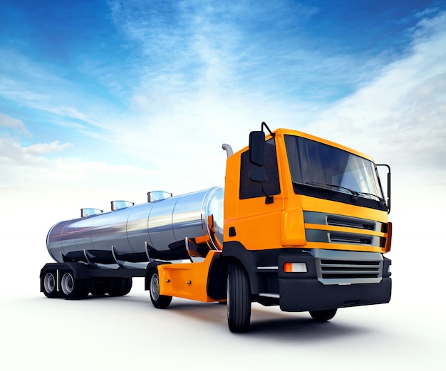 Gros Camion-citerne De Carburant Orange | Photo Premium