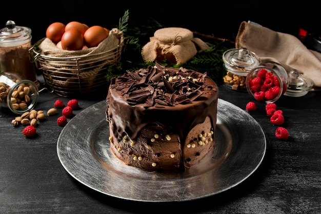 Gros Gateau Au Chocolat Photo Premium