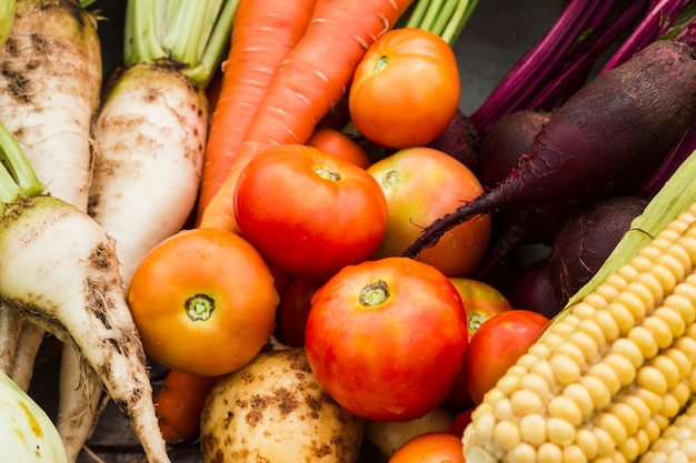 Gros plan de délicieux légumes du jardin Photo gratuit
