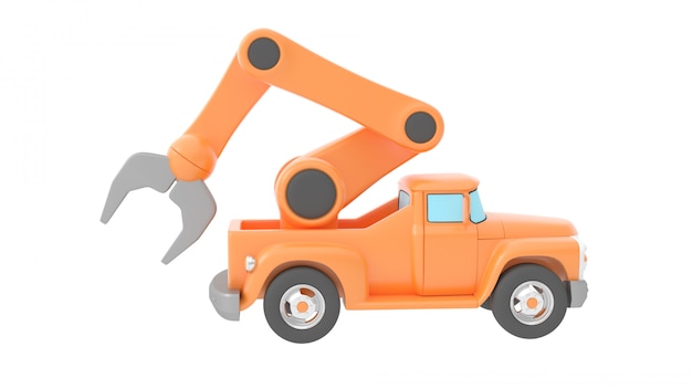 Grue de camion jouet isolée sur backgroung blanc Photo Premium