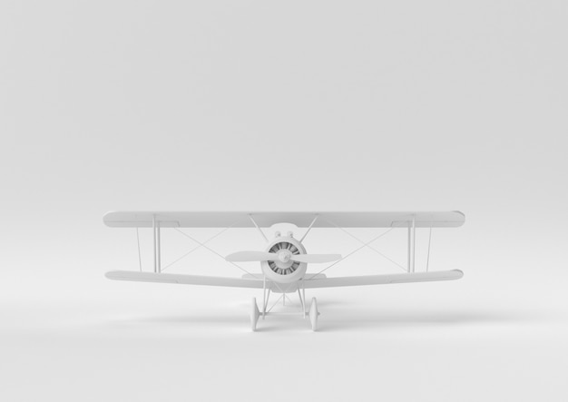 Idée de papier minimal créatif. avion concept blanc avec un fond blanc. rendu 3d, illustration 3d. Photo Premium