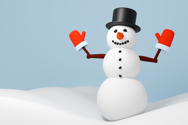 Illustration 3d De Bonhomme De Neige De Noel Photo Premium