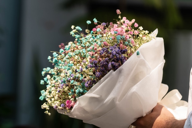  Main  Tenant Un Bouquet  De Fleurs  De Gypsophile S ch es 