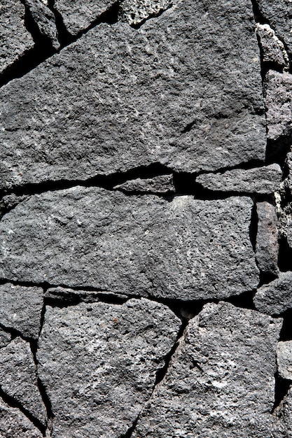 Mur De Pierre Volcanique En Pierre De Lave Noire Photo Premium