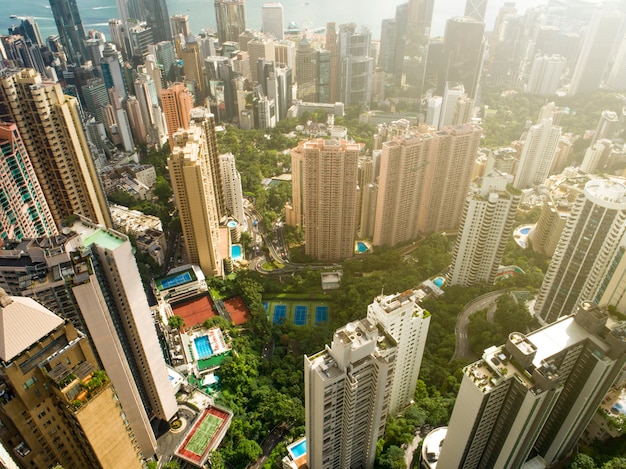 Paysage urbain de la ville de hong kong Photo Premium